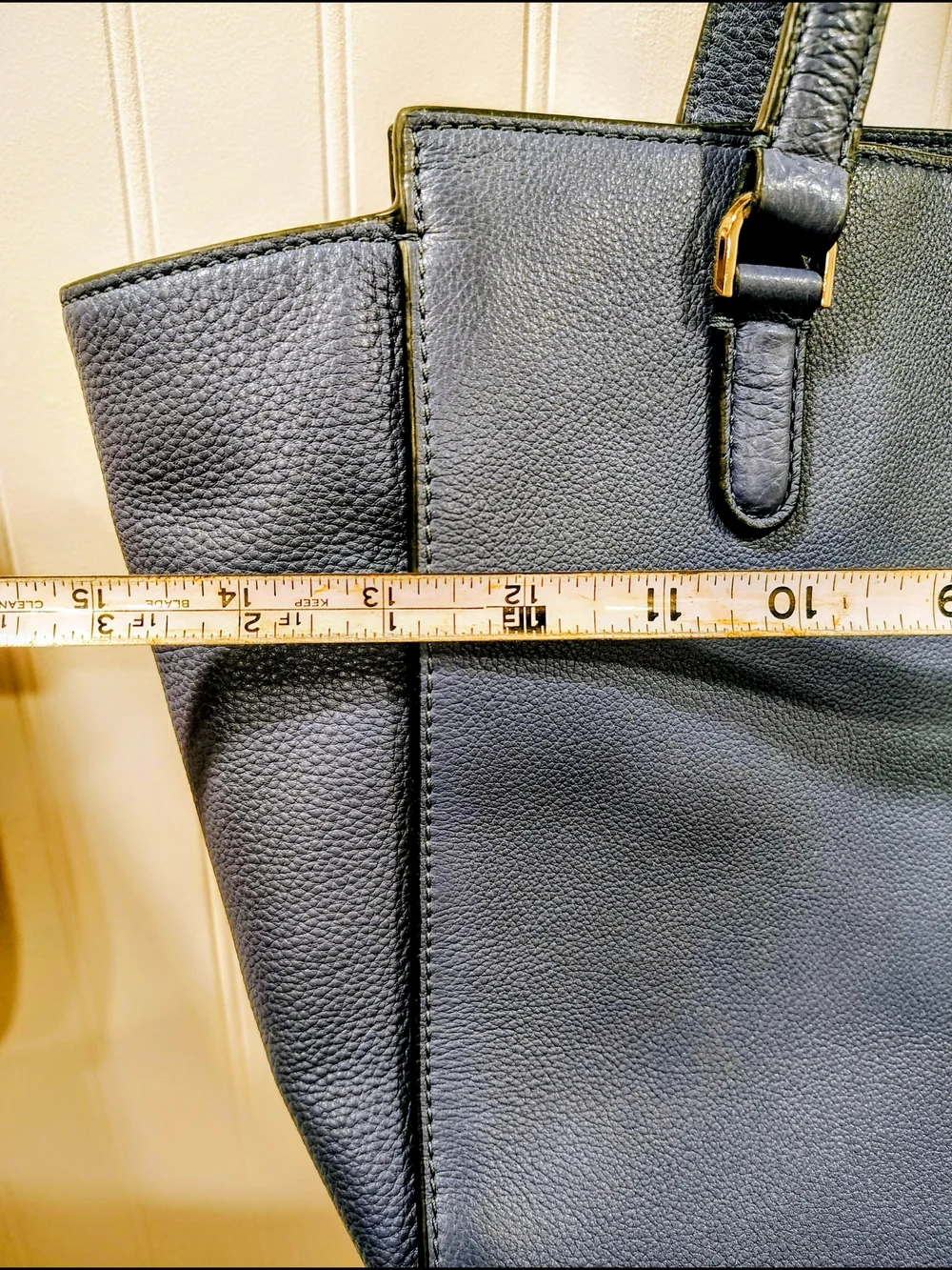Kate Spade Cowhide Leather Tote with Cream Lining, Navy Blue EUC